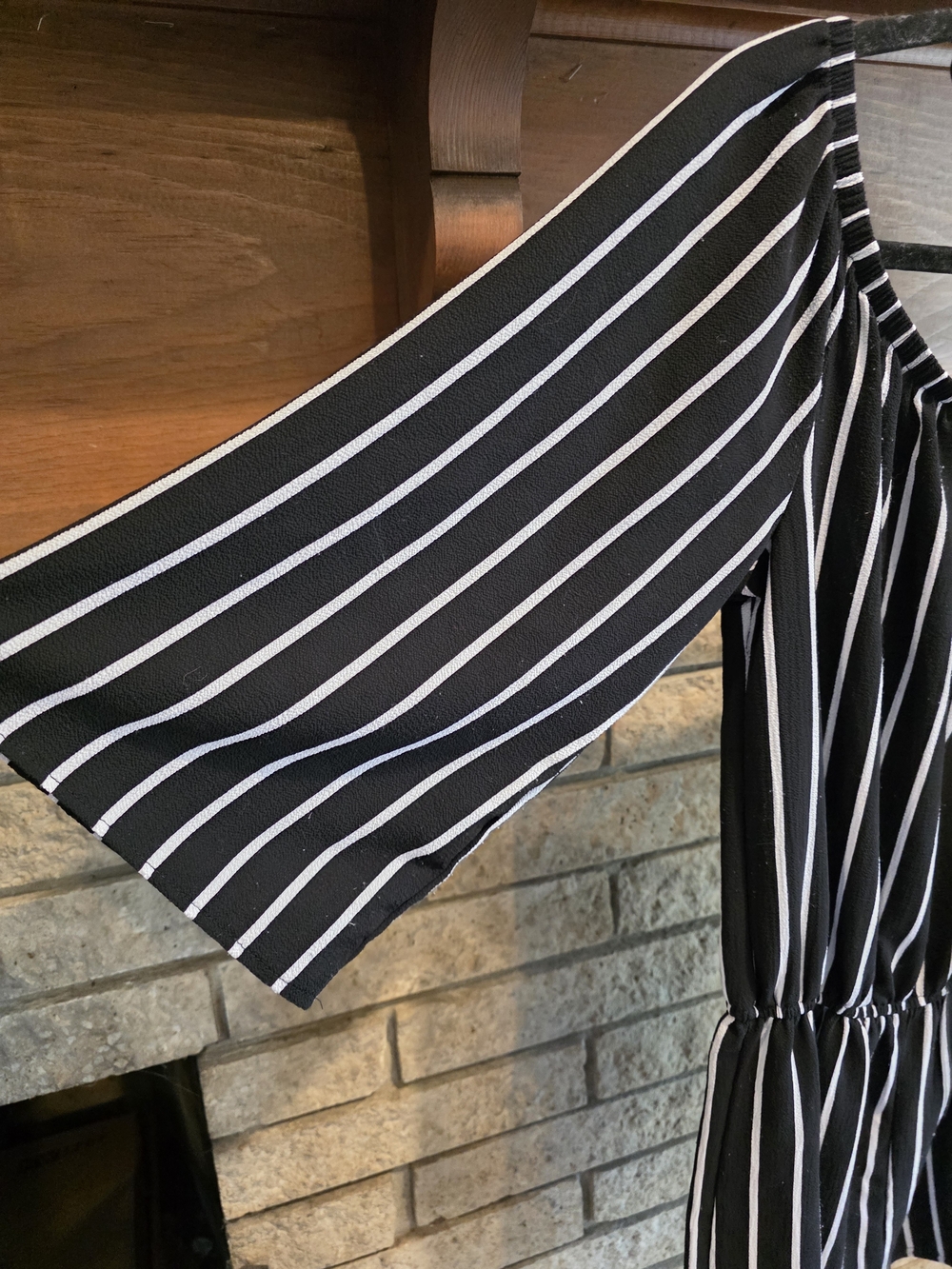 Ambiance Black and White Striped Short Romper - Picture 6 of 7